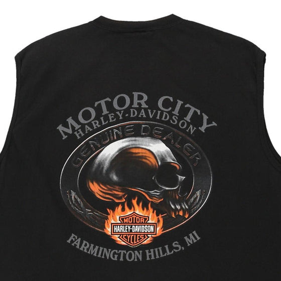 Vintage black Farmington Hills, Michigan Harley Davidson Vest - mens xx-large