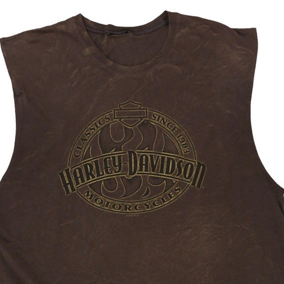 Vintage brown S. Charleston, West Virginia Harley Davidson Vest - mens large