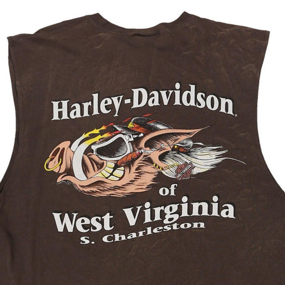 Vintage brown S. Charleston, West Virginia Harley Davidson Vest - mens large