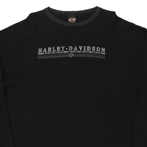 Vintage black Marion, Illinois Harley Davidson Long Sleeve T-Shirt - mens x-large