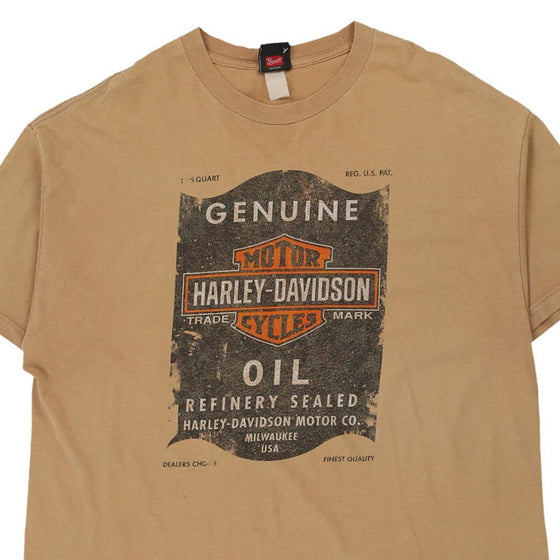 Vintage beige Michigan City Harley Davidson T-Shirt - mens x-large