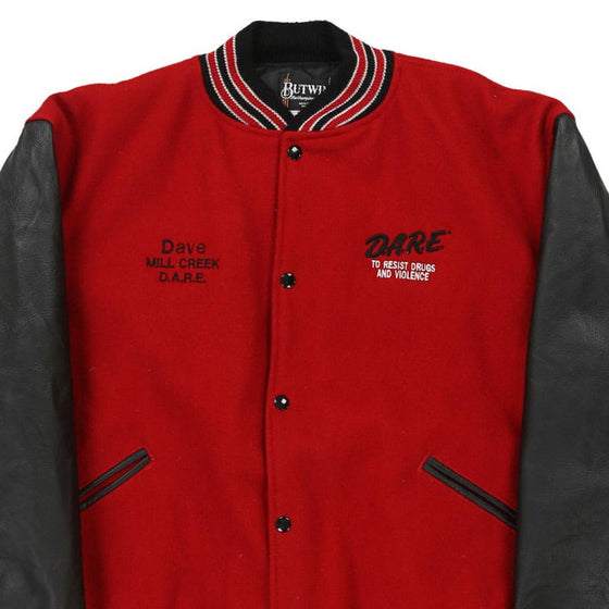 Vintage red Dave Will Creek Butwin Varsity Jacket - mens x-large