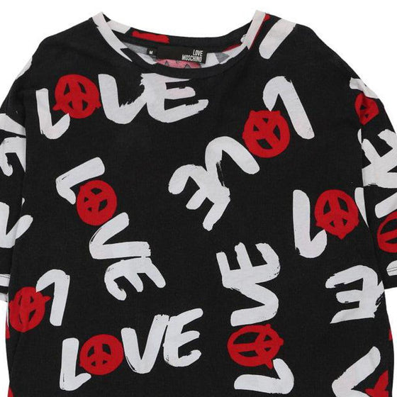 Love Moschino Graphic T-Shirt - Medium Black Cotton