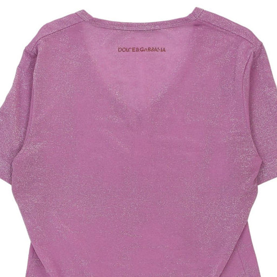 Dolce & Gabbana V-neck T-Shirt - Large Pink Viscose Blend