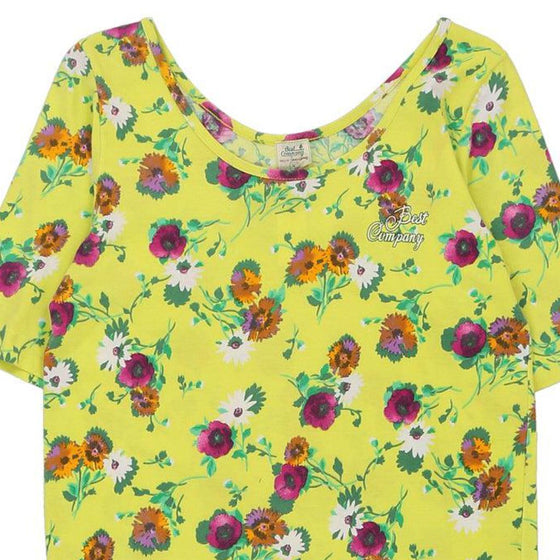 Best Company Floral T-Shirt - Small Yellow Cotton