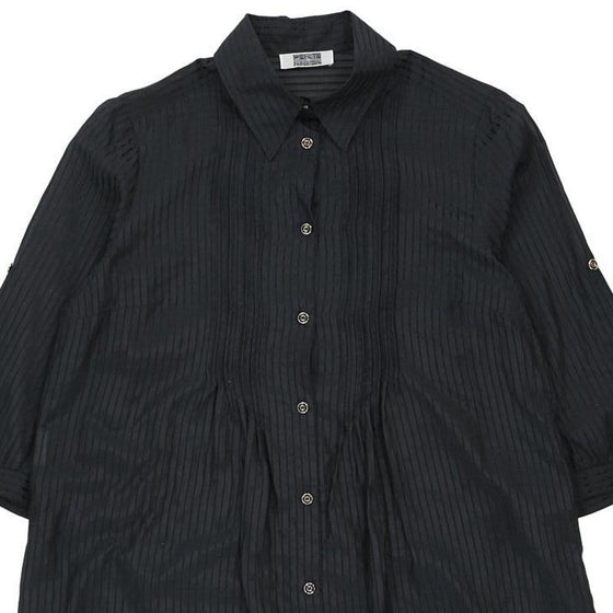 Perte Krizia Striped Shirt - Large Black Silk