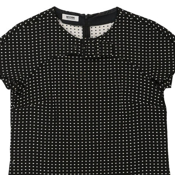 Cheap & Chic Moschino Polka Dot Midi Dress - Large Black & White Cotton