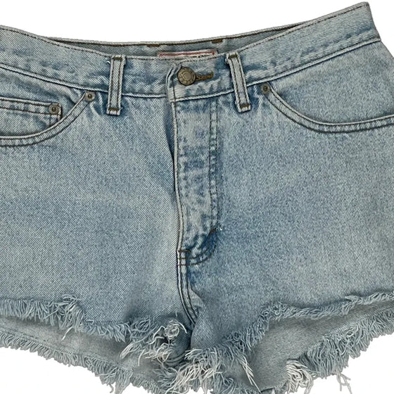 Frayed Hem Guess Denim Shorts - 28W UK 8 Light Wash Cotton