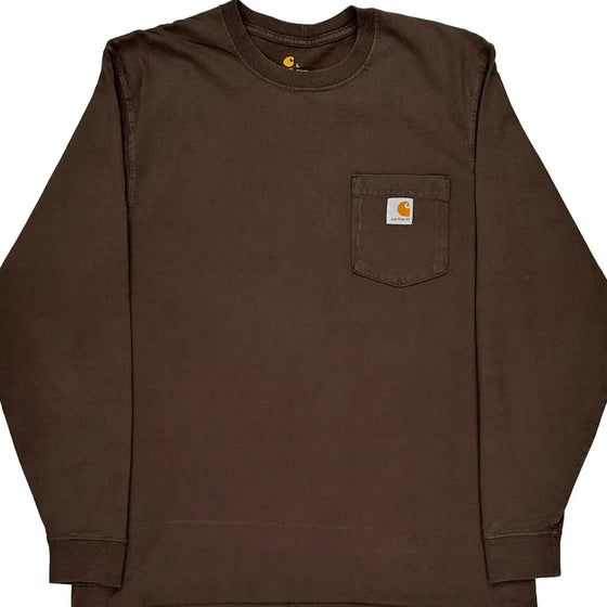 Pocket Carhartt Long Sleeve T-Shirt - Large Brown Cotton