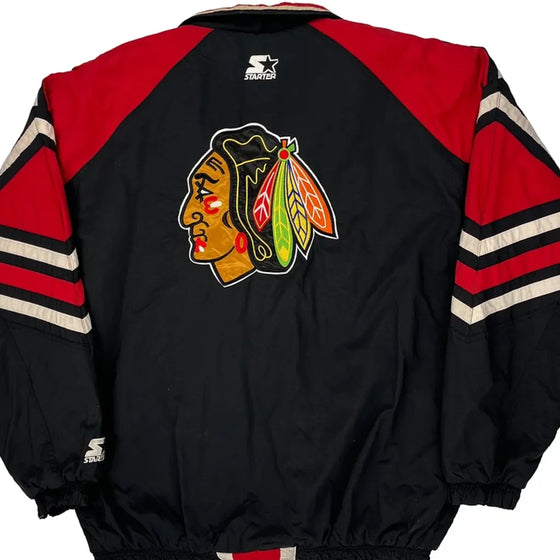 Chicago Blackhawks Starter Nhl Jacket - Large Black Nylon