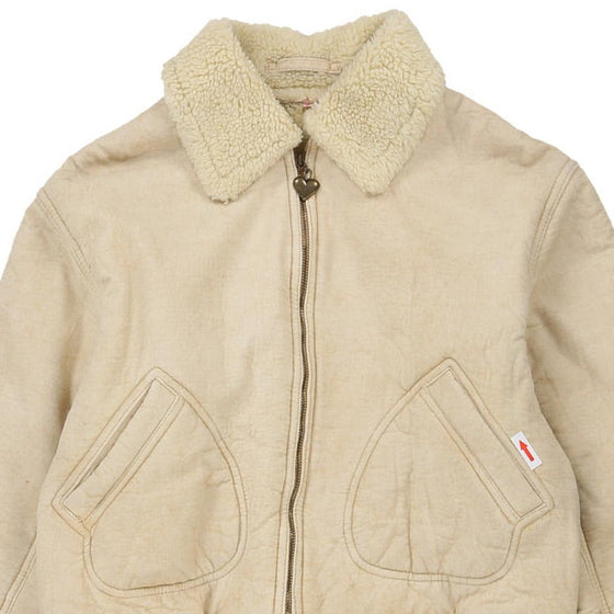 12 Years. Moschino Graphic Sheepskin Jacket - Medium Beige Cotton Blend