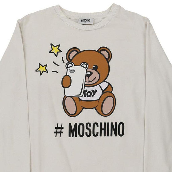 14 Years Moschino Graphic Sweatshirt - Medium White Cotton