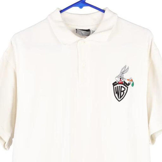 Vintage white Bugs Bunny Warner Bros Polo Shirt - mens medium