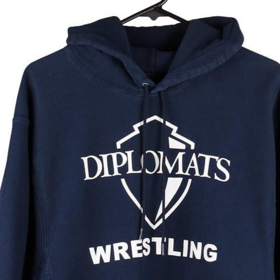 Diplomats Wrestling Champion Hoodie - Medium Navy Cotton Blend - Thrifted.com