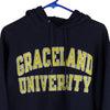 Graceland University Champion College Hoodie - Medium Navy Cotton Blend - Thrifted.com