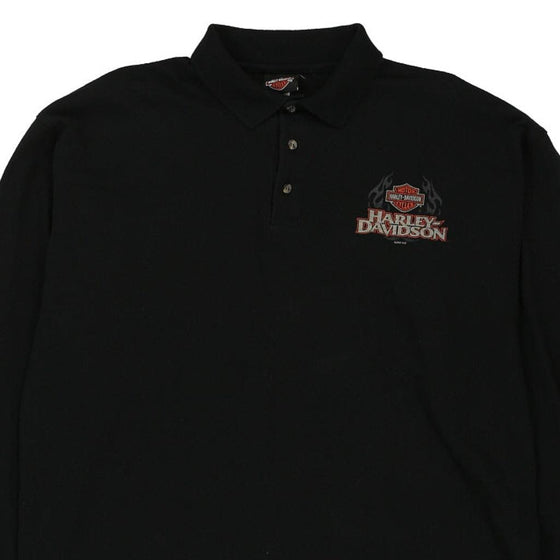 Vintage black St Paul Harley Davidson Long Sleeve Polo Shirt - mens x-large