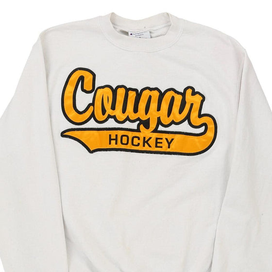 Vintage white Cougar Hockey Champion Sweatshirt - mens small