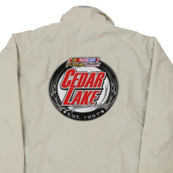 Vintage cream Cedar Lake Speedway Unbranded Jacket - mens large