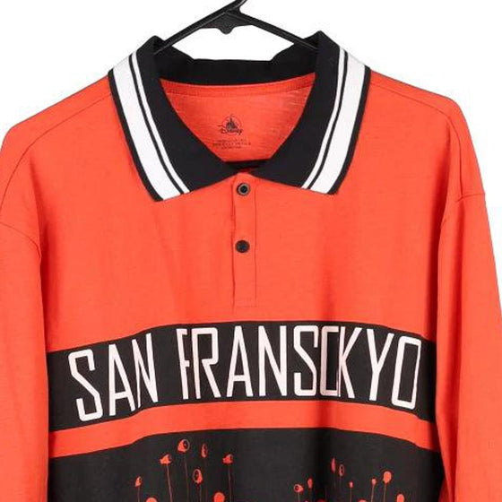 Vintage orange San Fransisco Disney Long Sleeve Polo Shirt - mens large