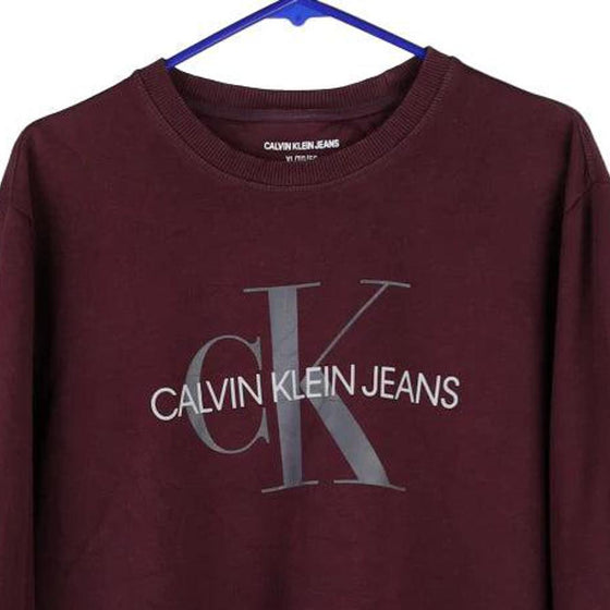 Vintage burgundy Calvin Klein Jeans Sweatshirt - mens x-large