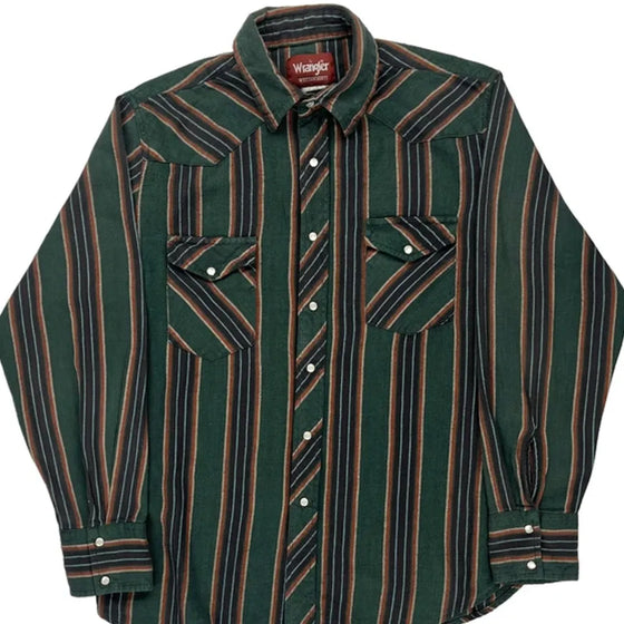 Western Style Wrangler Striped Shirt - Large Green Cotton