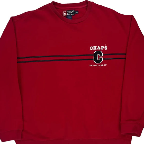 Chaps Ralph Lauren Spellout Sweatshirt - Large Red Cotton Blend