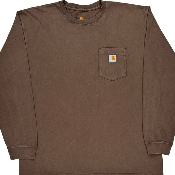 Pocket Carhartt Long Sleeve T-Shirt - XL Brown Cotton