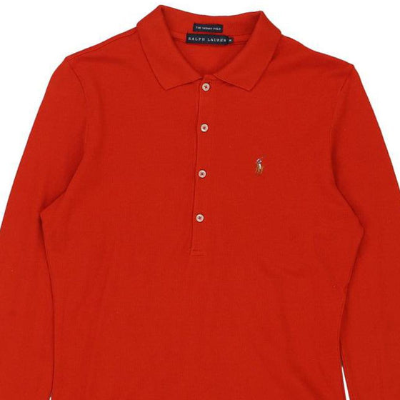 Vintage orange Ralph Lauren Long Sleeve Polo Shirt - mens medium