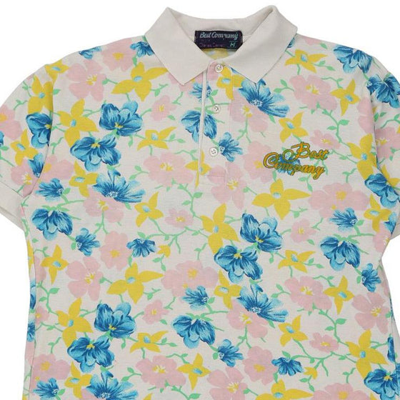 Best Company Floral Polo Shirt - Medium White Cotton