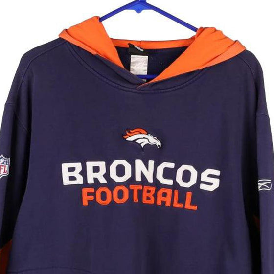 Reebok Denver Broncos NFL Grey Hoodie Pullover Sweatshirt On Field Size  Large