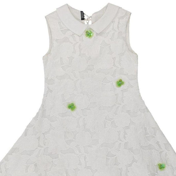 Age 13-14 Gianfranco Ferre Lace A-Line Dress - Large White Polyester