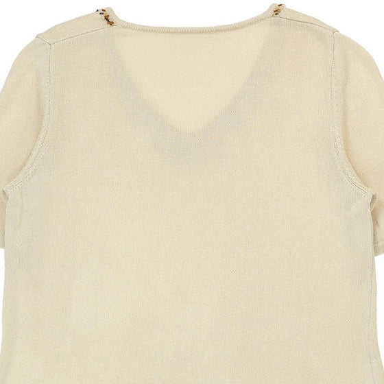 Unbranded V-neck Top - Large Cream Cotton Blend - Thrifted.com