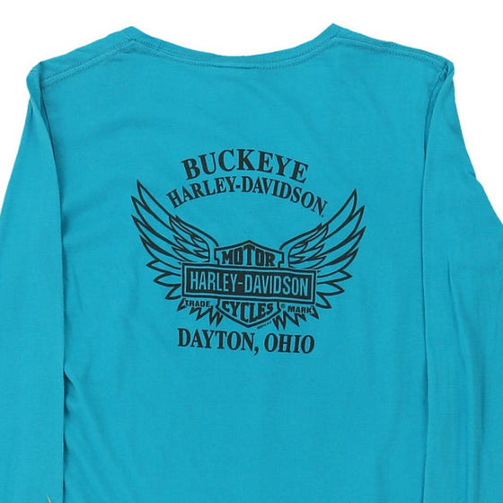 Vintage blue Dayton, Ohio Harley Davidson Long Sleeve Top - womens small