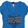 Vintage blue Rice Lake, Wisconsin Harley Davidson Top - womens large