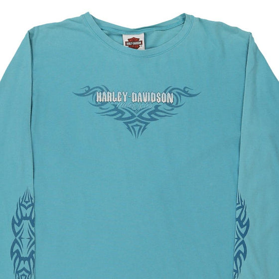 Vintage blue Grand Canyon, Bellemont, Arizona Harley Davidson Long Sleeve T-Shirt - womens medium