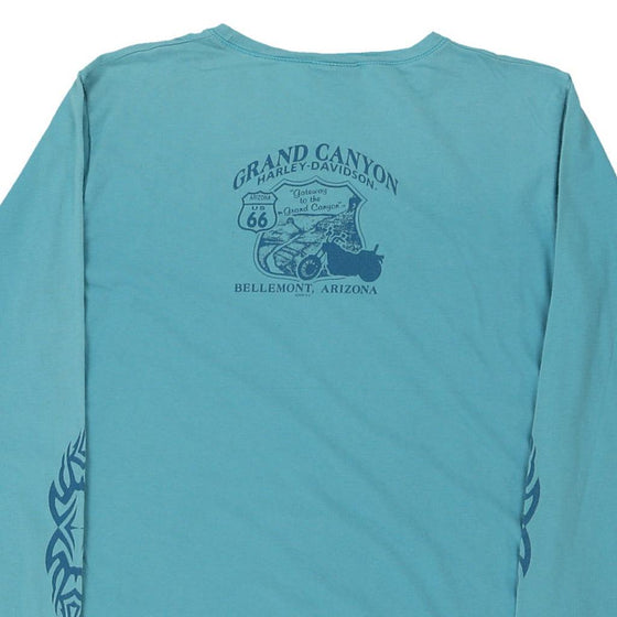 Vintage blue Grand Canyon, Bellemont, Arizona Harley Davidson Long Sleeve T-Shirt - womens medium