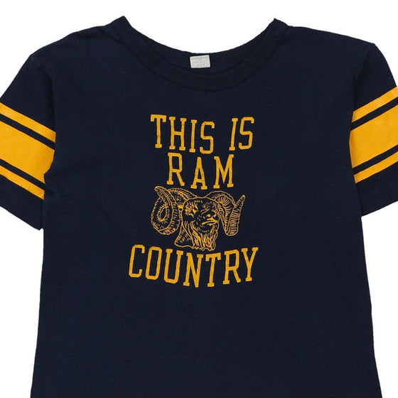 Vintage navy Single Stitch 1980s Ram Country.  Champion T-Shirt - womens large