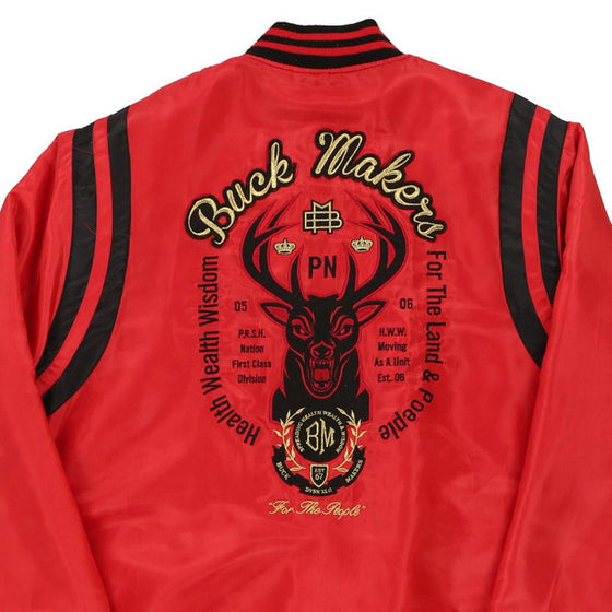 Pre-Loved red Buck Makers Varsity Jacket - mens xx-large