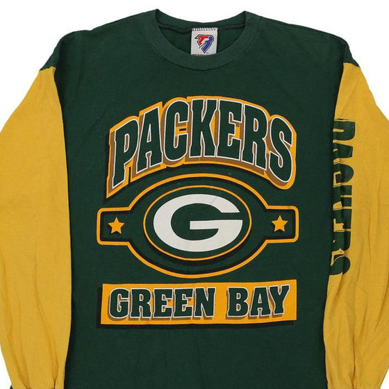 Vintage green Age 18-20, Green Bay Packers Team Gated Long Sleeve T-Shirt - boys x-large