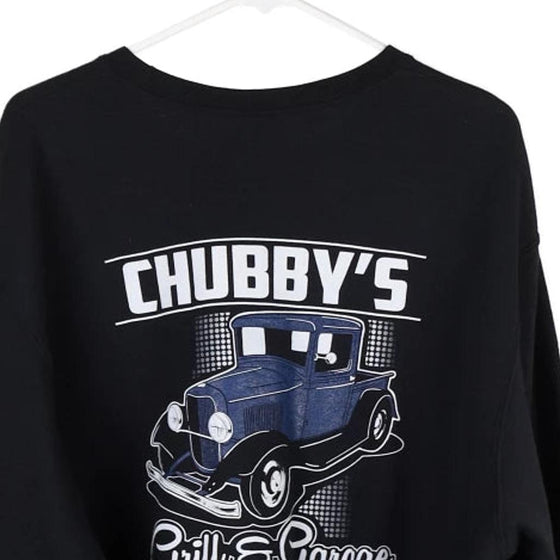 Vintage black Chubbys Grill & Garage Russell Athletic Sweatshirt - mens x-large