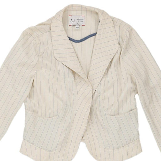 Armani Jeans Striped Jacket - Small White Cotton