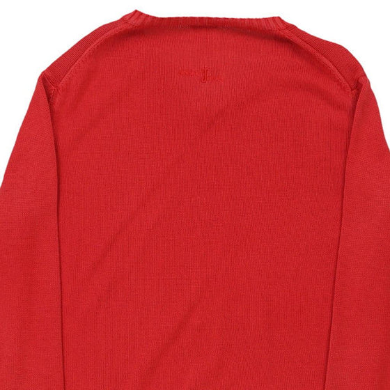 Armani Jeans V-neck Jumper - Large Red Cotton