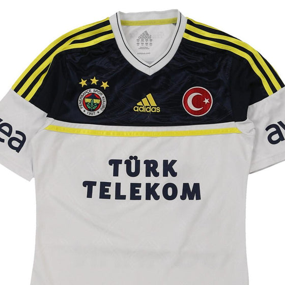 Pre-Loved white Age 12-14 Fenerbahce Spor Kulubu Adidas Football Shirt - boys x-small