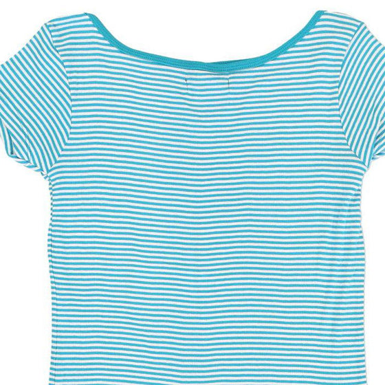 Authentic Clothing Company Striped T-Shirt - Medium Blue Cotton - Thrifted.com