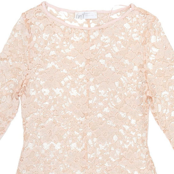 Internationale Lace Long Sleeve Top - Large Pink Cotton - Thrifted.com