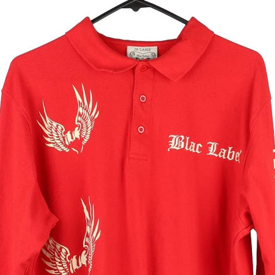 Vintage red Black Label Long Sleeve Polo Shirt - mens xx-large