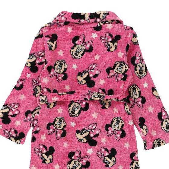 Vintage pink Age 6 Minnie Mouse Dressing Gown Disney Fleece - girls small