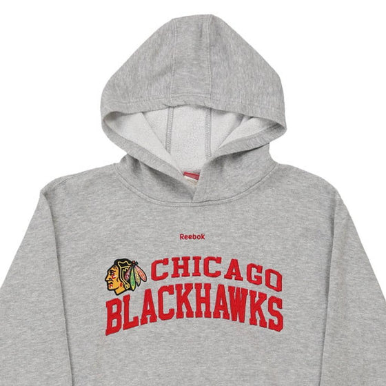 Vintage grey Age 16 Chicago Blackhawks Reebok Hoodie - boys x-large