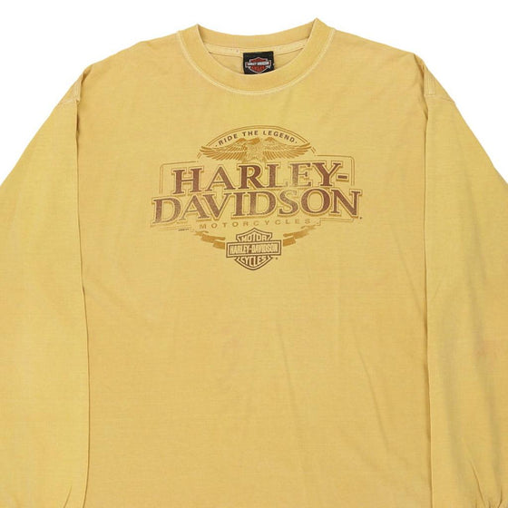 Vintage yellow Onalaska Harley Davidson Long Sleeve T-Shirt - mens large