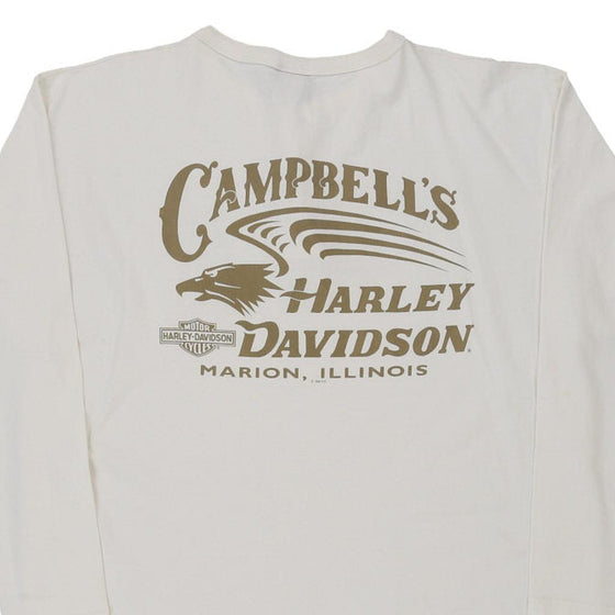 Vintage white Marion Illinois  Harley Davidson Long Sleeve T-Shirt - mens x-large